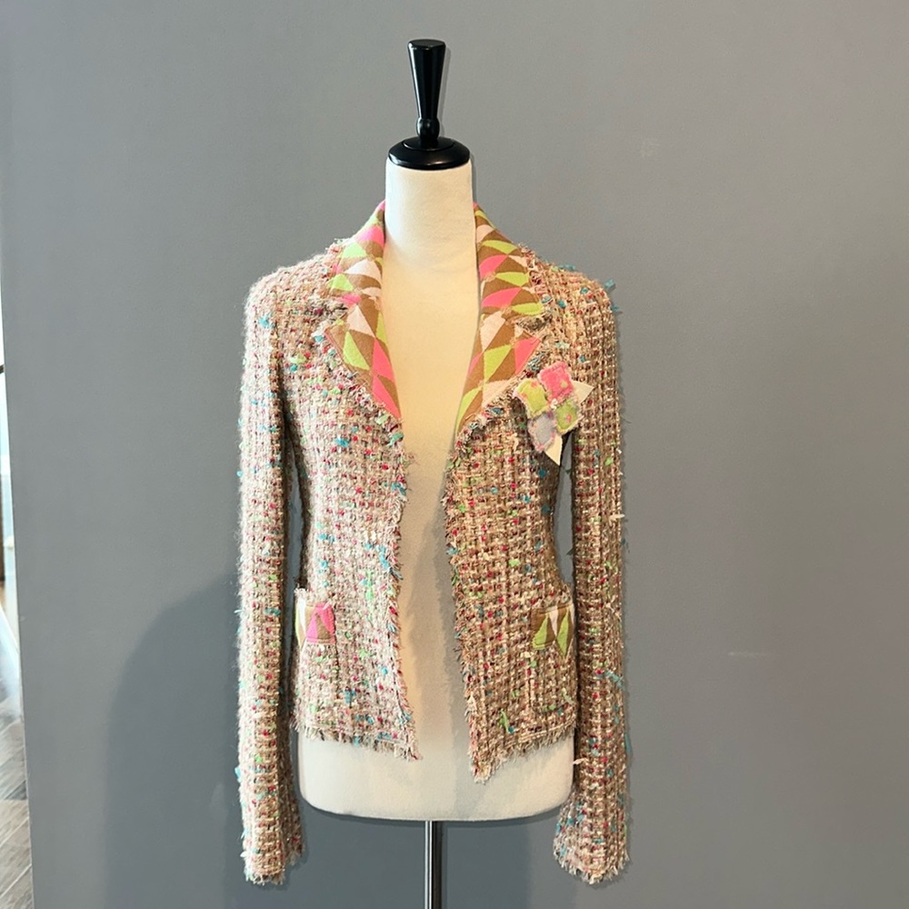 Chanel vintage 2004 jacket. Pastel tweed. Size 34/US size 2.
